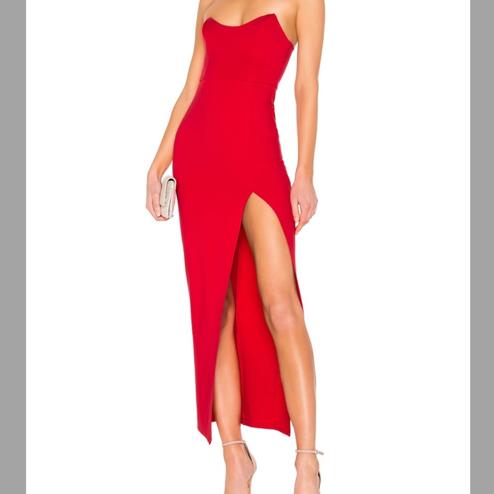 Ryleigh Strapless Maxi Dress in Red